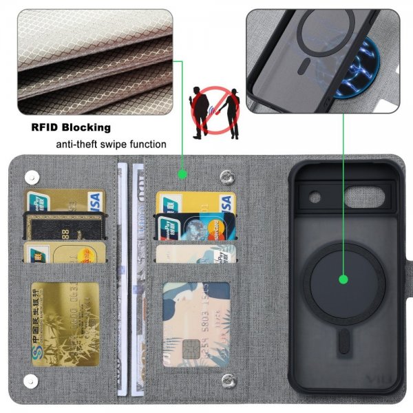 VILI Google Pixel 8a Fodral med Löstagbart Skal GMA Series MagSafe Grå