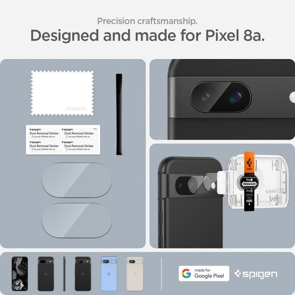 Spigen Google Pixel 8a Kameraskydd Glas.tR EZ Fit Optik 2-pack Crystal Clear