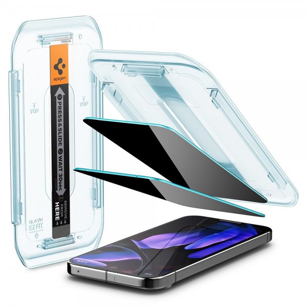 Spigen Google Pixel 9/9 Pro/Pixel 10/10 Pro Skärmskydd GLAS.tR EZ Fit Privacy 2-pack