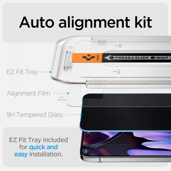 Spigen Google Pixel 9/9 Pro/Pixel 10/10 Pro Skärmskydd GLAS.tR EZ Fit Privacy 2-pack