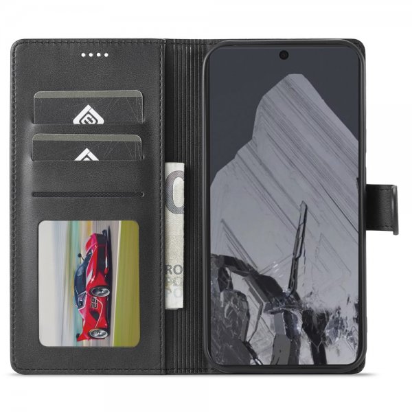 Lc.Imeeke Google Pixel 9/Pixel 9 Pro Fodral med Kortfack Stativfunktion Svart
