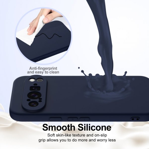 Google Pixel 9 Pro Skal med Strap Silikon MagSafe Mörkblå