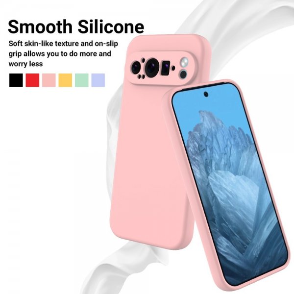 Google Pixel 9 Pro Skal med Strap Silikon Rosa