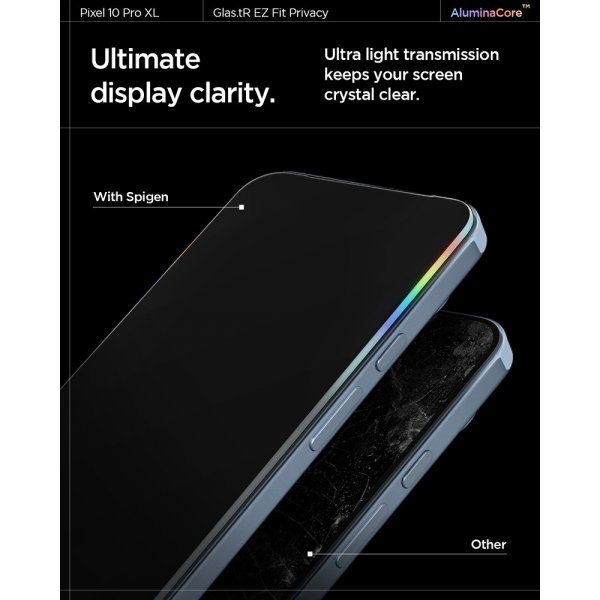 Spigen Google Pixel 9 Pro XL/Pixel 10 Pro XL Skärmskydd GLAS.tR EZ Fit Privacy 2-pack