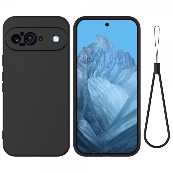 Google Pixel 9 Skal med Strap Silikon Svart