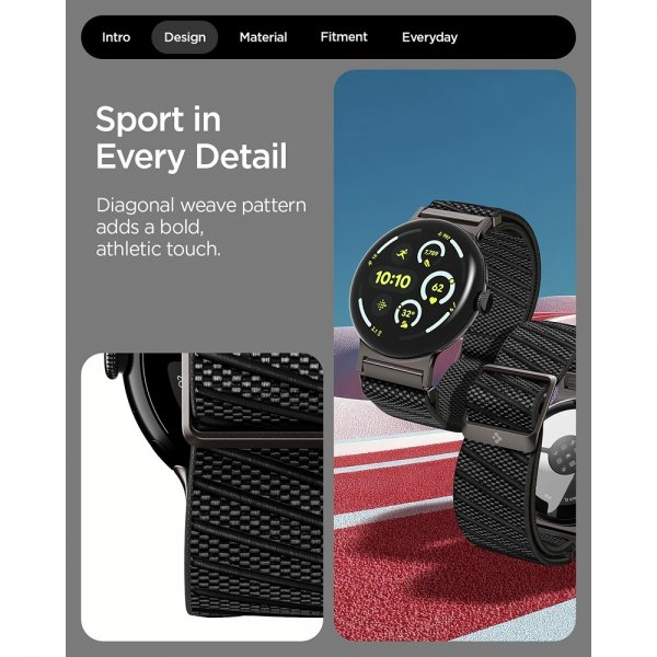 Spigen Google Pixel Watch 1/2/3/4 41mm Armband Lite Fit X Svart