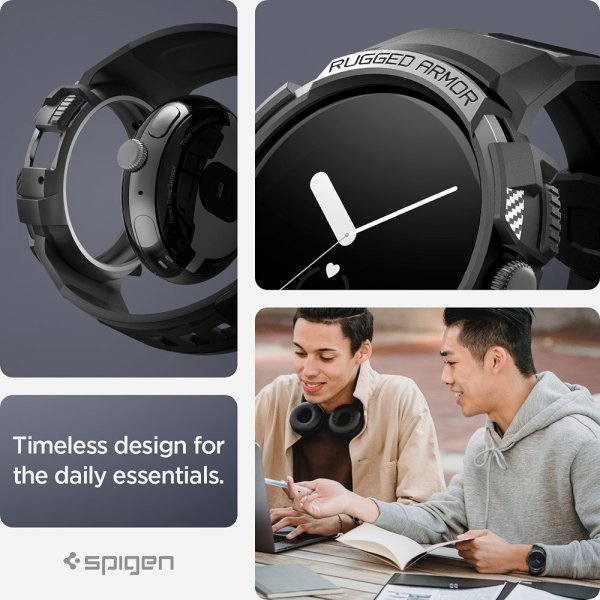 Spigen Google Pixel Watch 1/2/3 41mm Armband och Skal Rugged Armor Pro Svart
