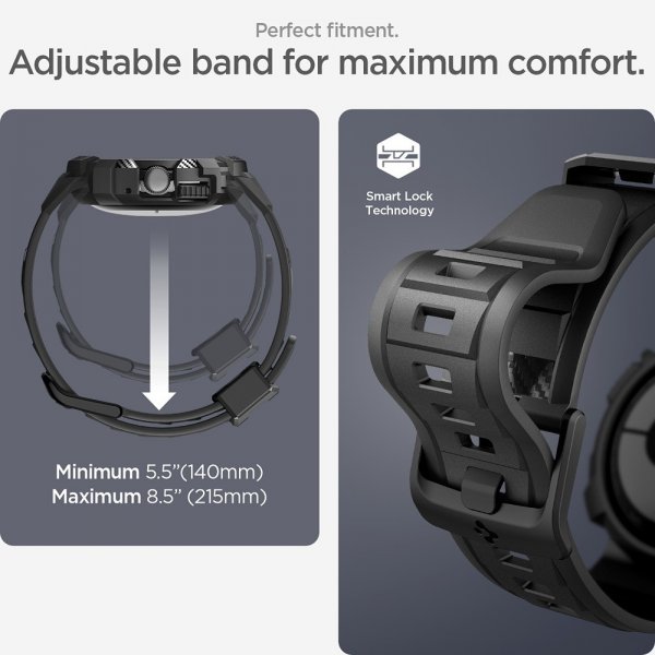 Spigen Google Pixel Watch 1/2/3 41mm Armband och Skal Rugged Armor Pro Svart