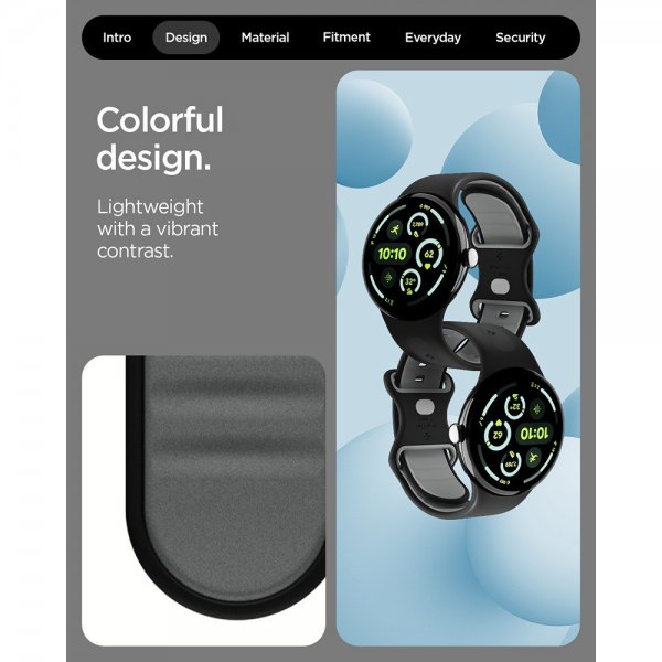 Spigen Google Pixel Watch 3/4 45mm Armband Nano Pop Black Sesame