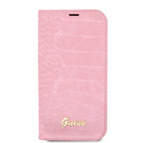 Guess iPhone 14 Plus Fodral Croco Rosa
