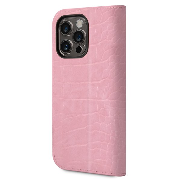 Guess iPhone 14 Pro Max Fodral Croco Rosa