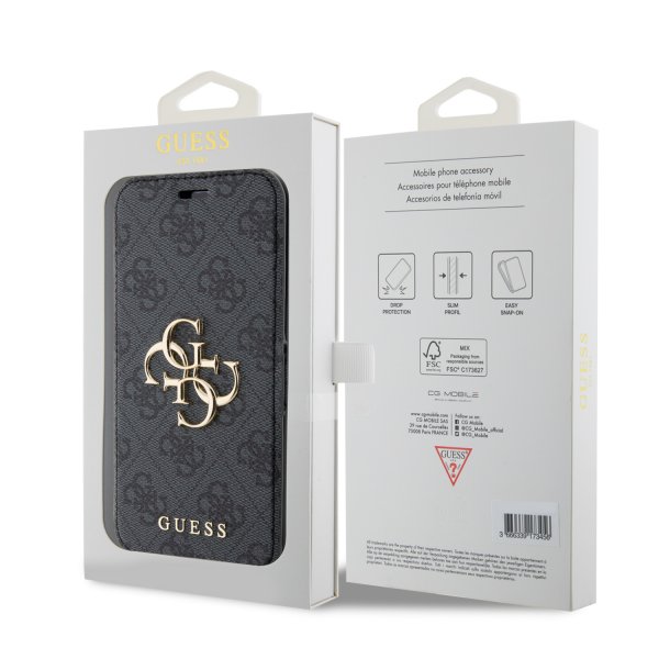 Guess iPhone 15 Plus Fodral 4G Logo Grå