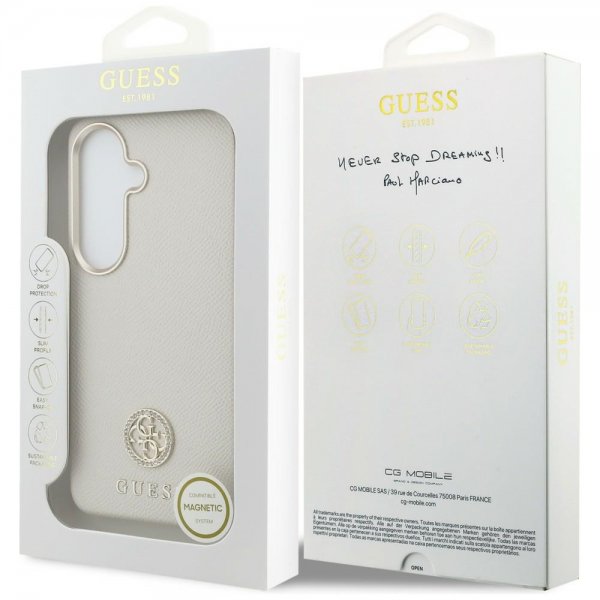 Guess Samsung Galaxy S26 Skal Rhinestone Logo MagSafe Beige