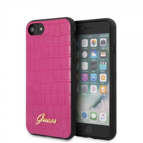 Guess iPhone 7/8/SE Skal Croco Magenta
