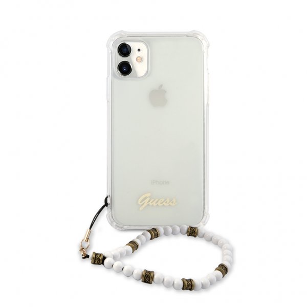 Guess iPhone 11 Skal Script & Pearls Vit Klar
