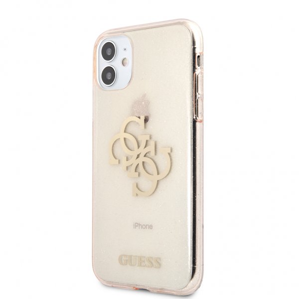 Guess iPhone 11 Skal Full Glitter Guld