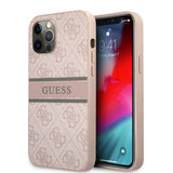 Guess iPhone 12 Pro Max Skal Printed Stripe Rosa