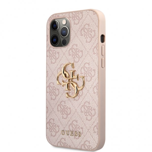 Guess iPhone 12 Pro Max Skal Metal Logo Rosa