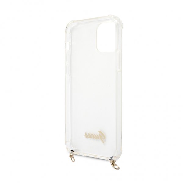 Guess iPhone 12 Pro Max Skal Chain & Script Guld Klar