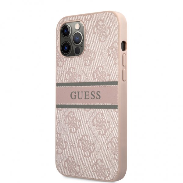 Guess iPhone 12/iPhone 12 Pro Skal Printed Stripe Rosa