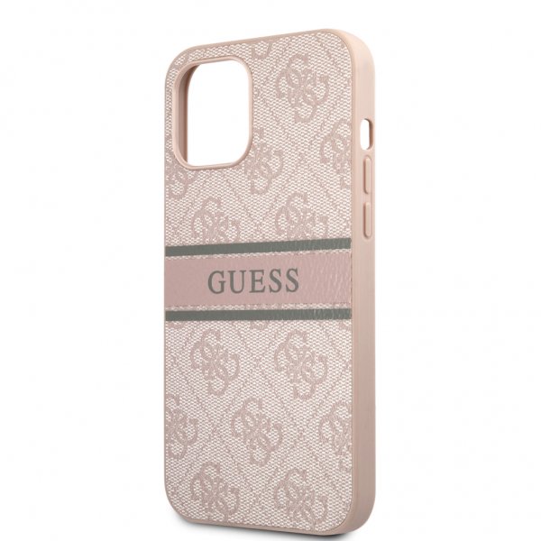 Guess iPhone 12/iPhone 12 Pro Skal Printed Stripe Rosa