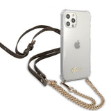 Guess iPhone 12/iPhone 12 Pro Skal Chain & Script Guld Klar