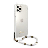 Guess iPhone 12/iPhone 12 Pro Skal Script & Pearls Vit Klar