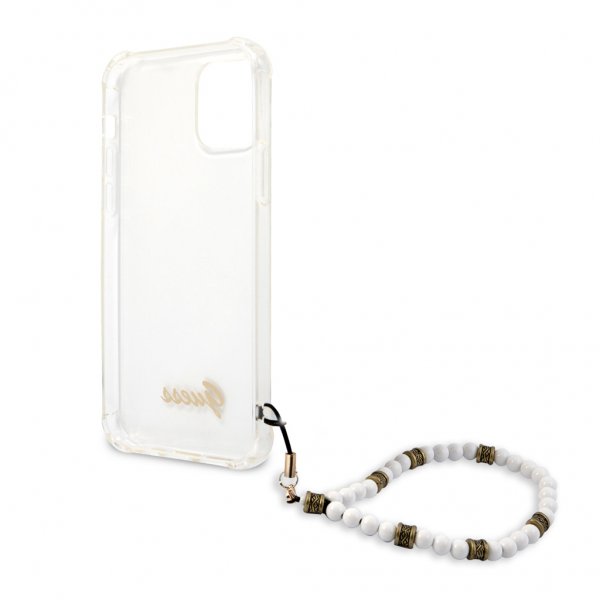 Guess iPhone 12/iPhone 12 Pro Skal Script & Pearls Vit Klar