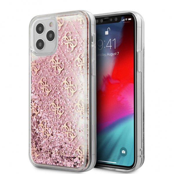 Guess iPhone 12 Pro Max Skal Liquid Glitter Rosa