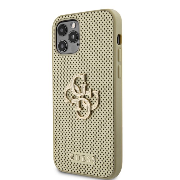 Guess iPhone 12/iPhone 12 Pro Skal Perforated Glitter Guld