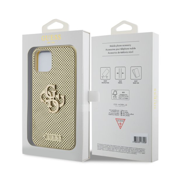 Guess iPhone 12/iPhone 12 Pro Skal Perforated Glitter Guld