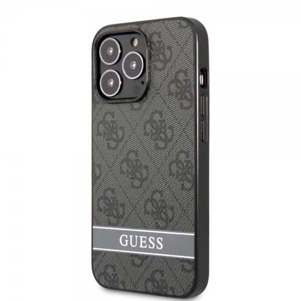 Guess iPhone 13 Pro Skal Printed Stripe Bottom Grå