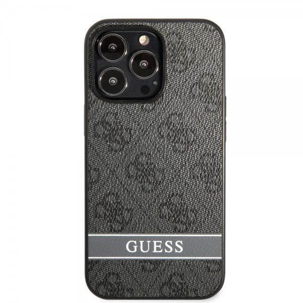 Guess iPhone 13 Pro Skal Printed Stripe Bottom Grå