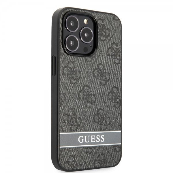 Guess iPhone 13 Pro Skal Printed Stripe Bottom Grå