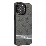 Guess iPhone 13 Pro Skal Printed Stripe Bottom Grå