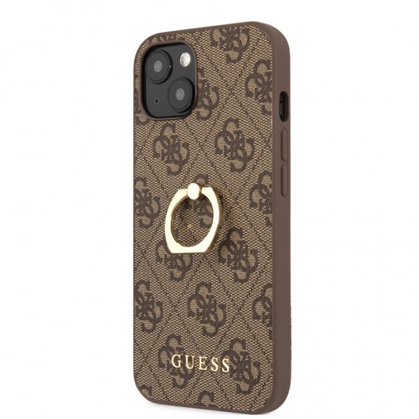 Guess iPhone 13 Skal Ring Stand Brun