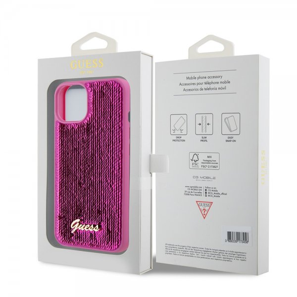 Guess iPhone 13 Skal Sequin Fuschia