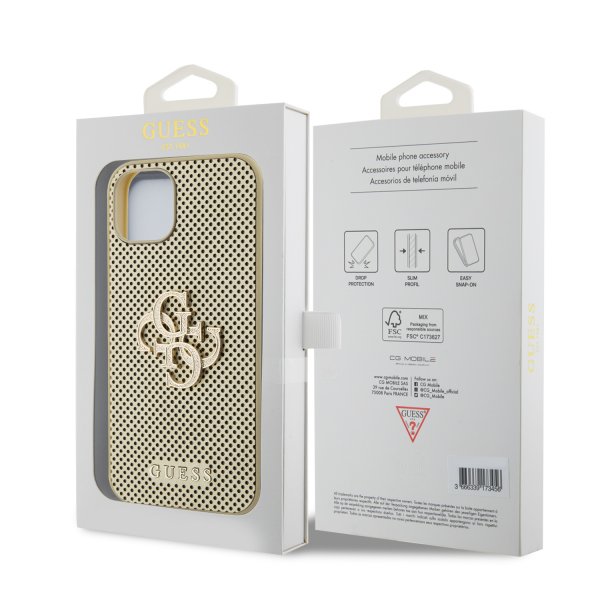 Guess iPhone 13 Skal Perforated Glitter Guld