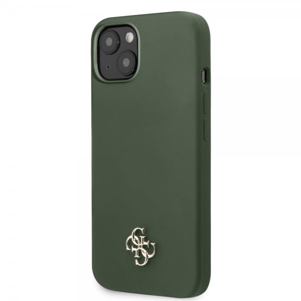 Guess iPhone 13 Skal Silicone Metal Logo 4G Grön