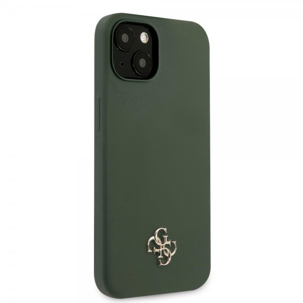 Guess iPhone 13 Skal Silicone Metal Logo 4G Grön