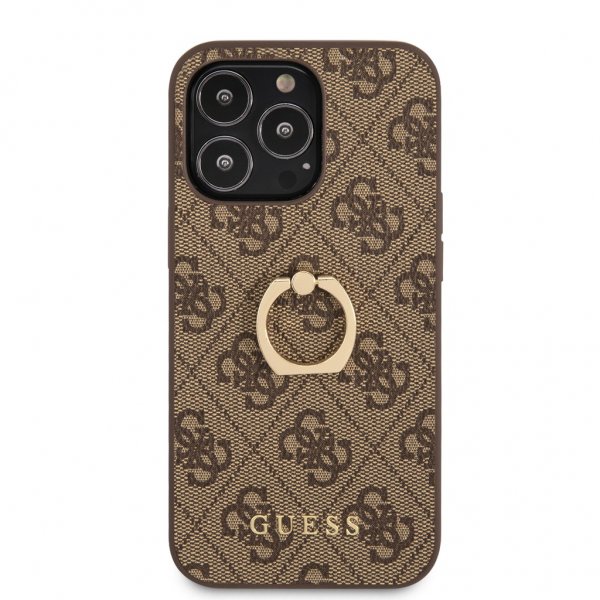 Guess iPhone 13 Pro Max Skal Ring Stand Brun