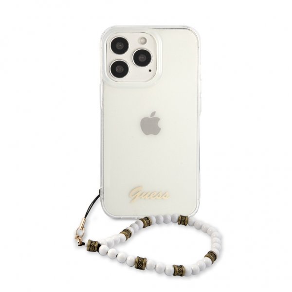 Guess iPhone 13 Pro Max Skal Pearl Handle Script Logo Vit
