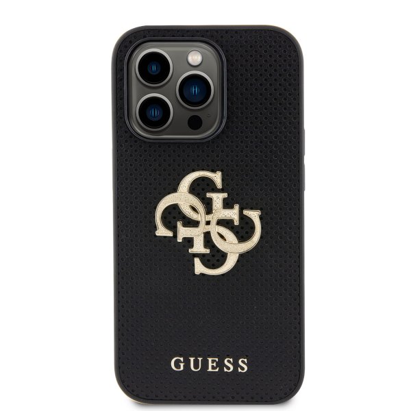 Guess iPhone 15 Pro Skal Perforated Glitter Svart