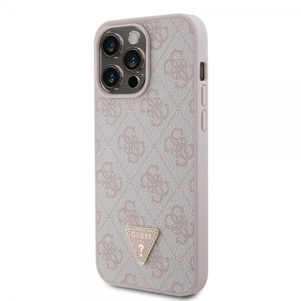Guess iPhone 15 Pro Max Skal 4G Metal Triangle Strass Rosa