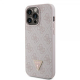 Guess iPhone 15 Pro Max Skal 4G Metal Triangle Strass Rosa