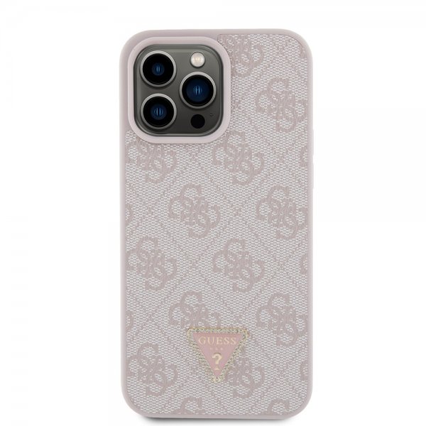 Guess iPhone 15 Pro Max Skal 4G Metal Triangle Strass Rosa