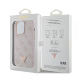 Guess iPhone 15 Pro Max Skal 4G Metal Triangle Strass Rosa