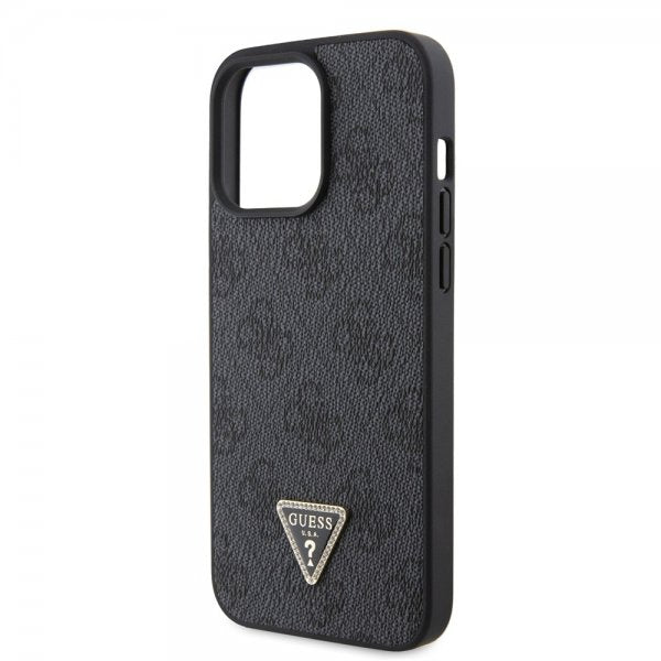 Guess iPhone 15 Pro Max Skal Metal Logo Strass Crossbody Strap Svart