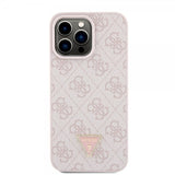 Guess iPhone 15 Pro Max Skal Metal Logo Strass Crossbody Strap Rosa