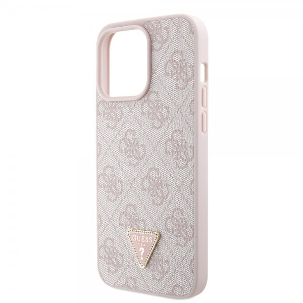 Guess iPhone 15 Pro Max Skal Metal Logo Strass Crossbody Strap Rosa